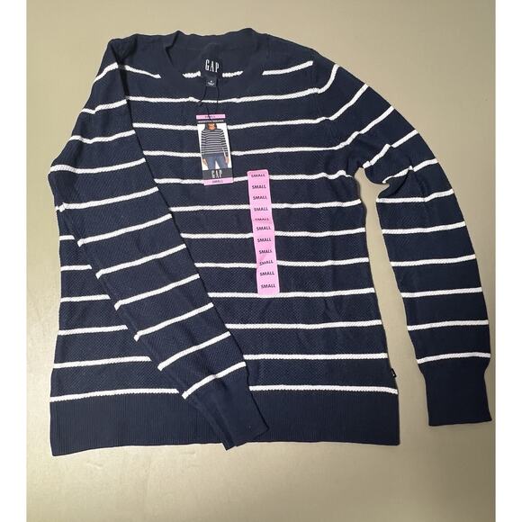 Gap Women’s Seedstitch Sweater NWT Size SM Midnight Stripe - Picture 1 of 9